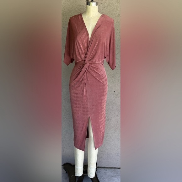 JLUXLABEL Dusty Pink Midi Dress with Knot Detail - Picture 2 of 4